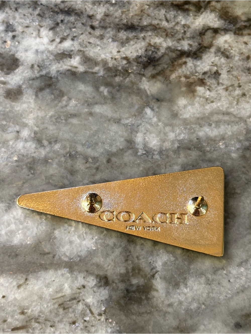 Coach New York Enamel Pennant Pin | Rare Gold & Black Signed Logo Back - Picture 2 of 3